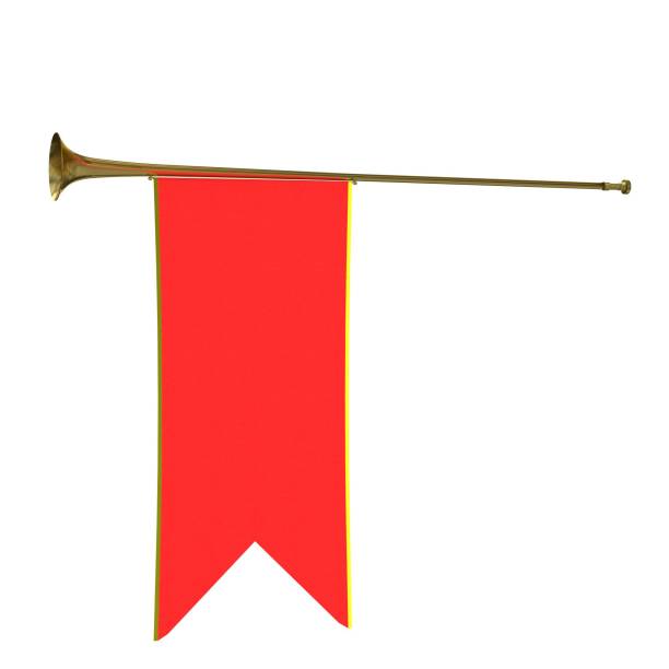 Medieval heraldic trumpet with a banner 3D rendering illustration of a medieval heraldic trumpet with a banner trumpet player isolated stock pictures, royalty-free photos & images