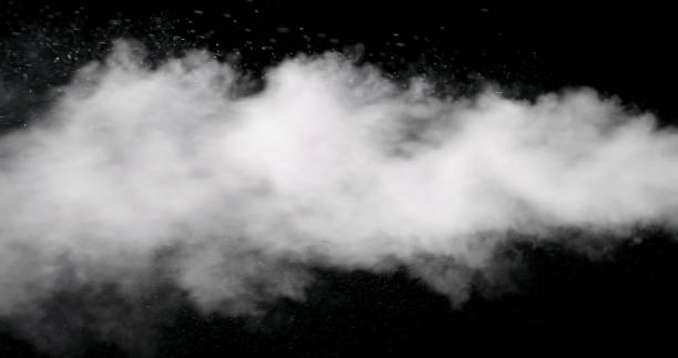 istock White Smoke Trail Isolated on Black Background 1168796867
