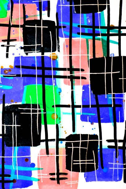 istock Abstract Vibrant Squares and Lines Ink and Painted Background Illustration 1168797802