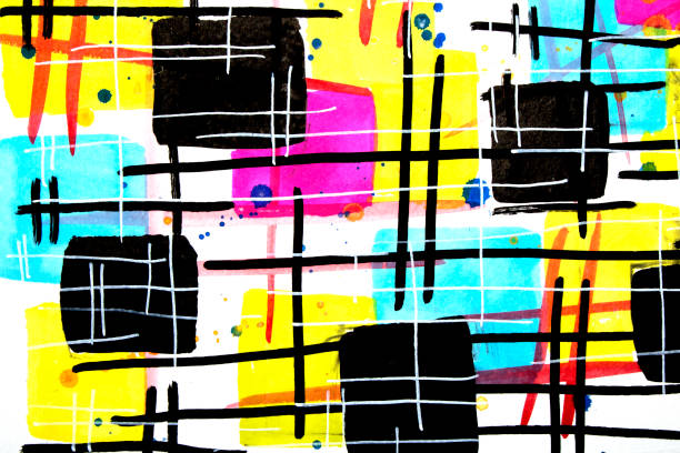 istock Abstract Vibrant Squares and Lines Ink and Painted Background Illustration 1168797809