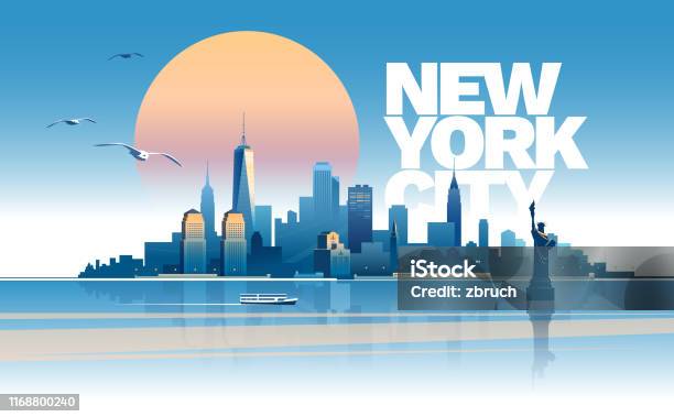 Skyline Von New York City Stock Vektor Art und mehr Bilder von New York City - New York City, Stadtsilhouette, Stadt