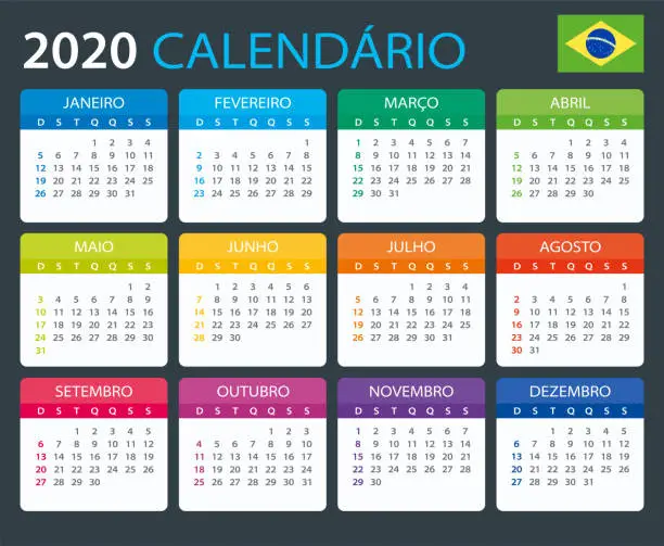 Vector illustration of 2020 Calendar Brazilian - vector illustration