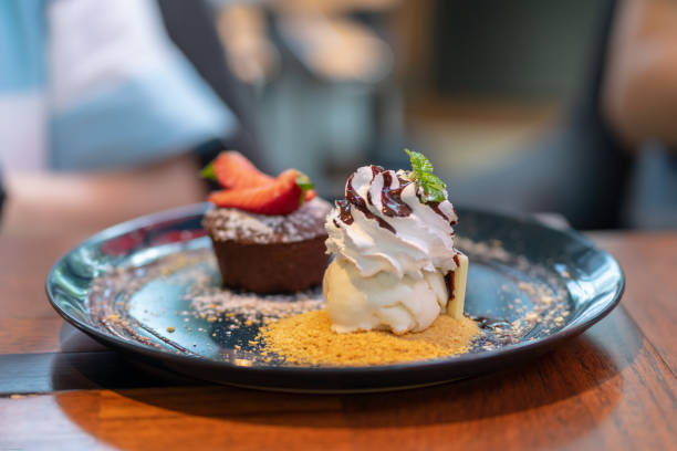 istock Chocolate brownie cake in shop close up 1168800515