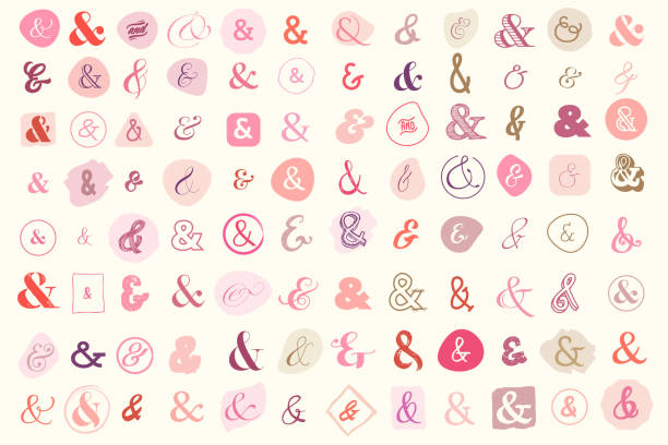 Set of ampersands. Vector illustration icons in different vintage styles isolated for graphic and web design, wedding invitations, save the date card, stationary, marketing, decoration element. ampersand stock illustrations