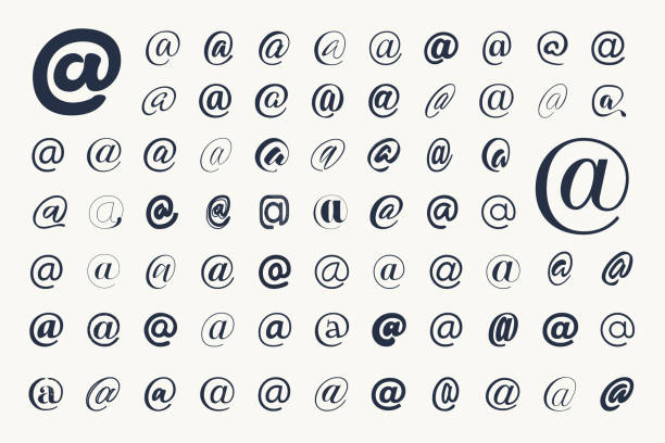 набор символов электронной почты обезьяны или на. - @ stock illustrations