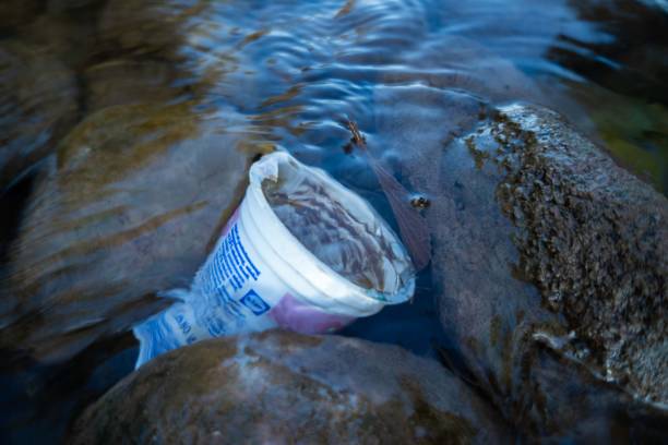 istock Plastic cup floating in the river stock photo 1168801935
