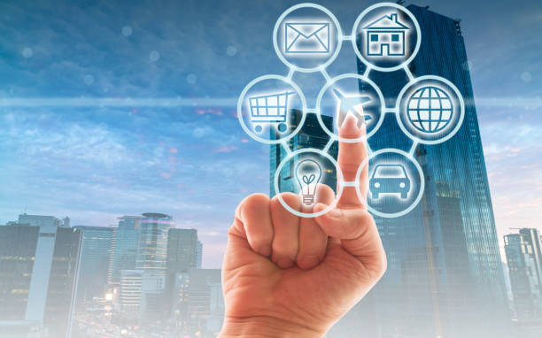 istock Digital marketing SEO search engine optimization via omnichannel communication network icon on computer software application development and online mobile smart device app technology 1168803118