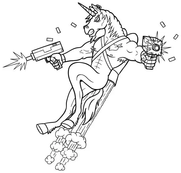 Vector illustration of Unicorn Killer Line Art