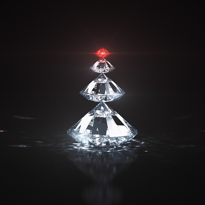 Christmas Tree Of Diamonds. Concept. 3D Render