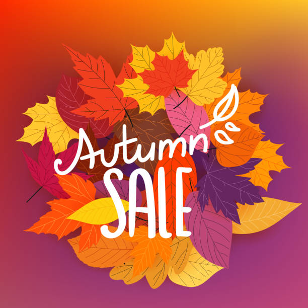 istock Autumn sale calligraphic logo with color fall leaves 1168808963