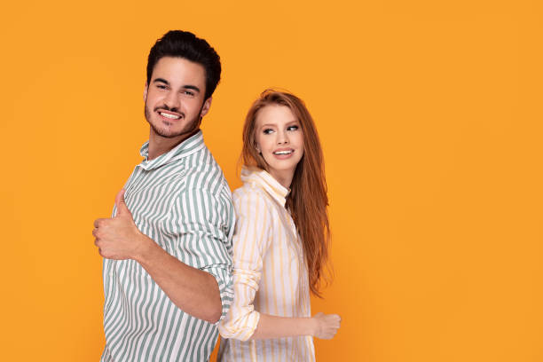 istock Beautiful couple smiling, posing together. 1168809481