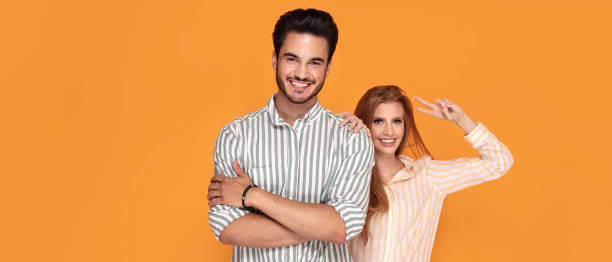 istock Beautiful couple smiling, posing together. 1168809783
