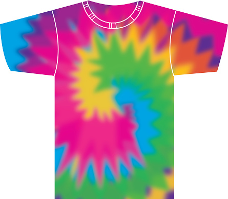 Vector illustration of a tie dye t-shirt.