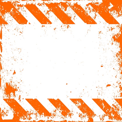 Traffic and Caution Warning Sign. Grunge Background