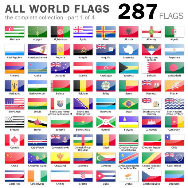 Vector illustration of All World Flags - 287 items - part 1 of 4