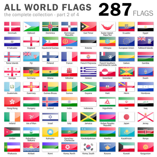 wszystkie flagi świata - 287 przedmiotów - część 2 z 4 - france gibraltar stock illustrations