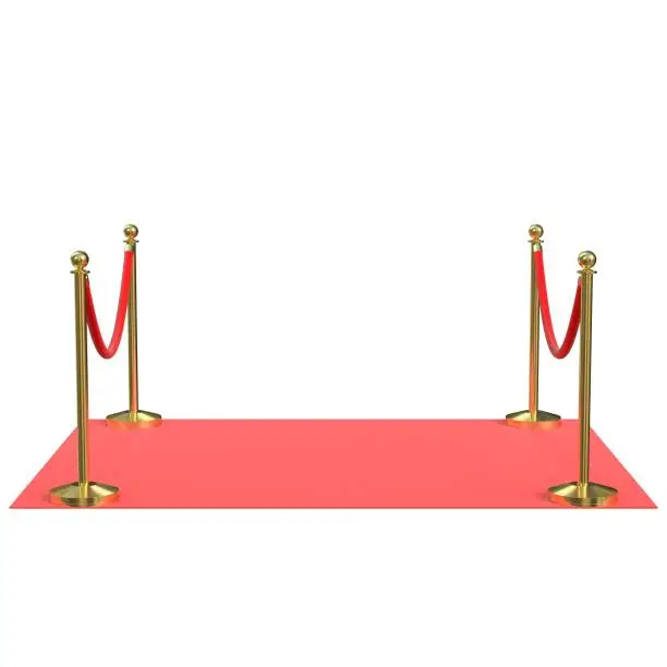 3D rendering illustration of a red carpet module