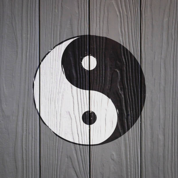 istock Yin Yang symbol painted on wooden 1168824489