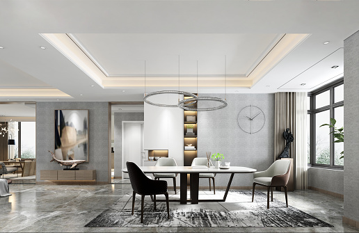 3D Render of Living and dining room