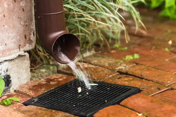 Rainwater drainage in a private house.