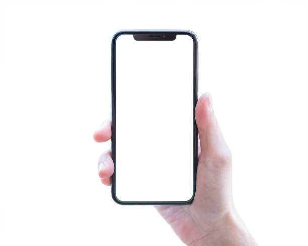 istock Smartphone in woman's hand isolated on white background with blank screen (clipping path)  for digital mobile smart phone mockup and template 1168840134