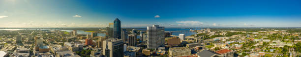 Aerial panorama Downtown Jacksonville  Florida USA Aerial panorama Downtown Jacksonville  Florida USA stitched image stock pictures, royalty-free photos & images