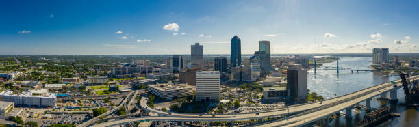 Aerial panorama Jacksonville in the morning Aerial panorama Jacksonville in the morning stitched image stock pictures, royalty-free photos & images