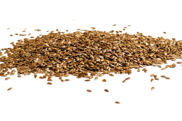 istock Heap of linseeds, flax seeds on white background. 1168847548