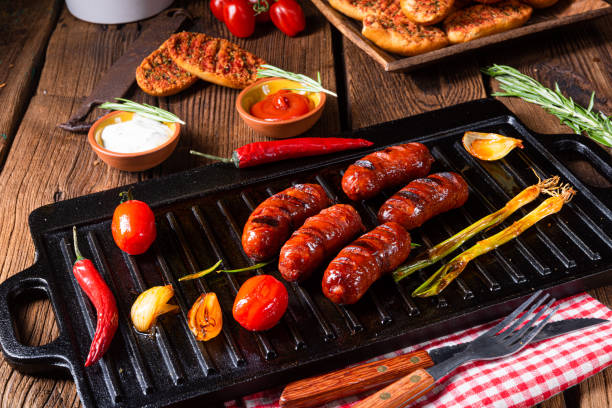 istock Chili chorizo ​​sausage with tomato bruschetta 1168867208