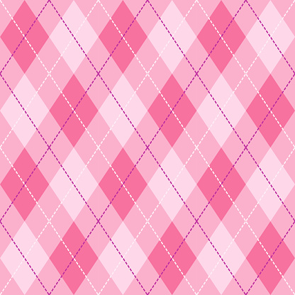 Pink, Violet  and  White Seamless Argyle Pattern Vector Background. Can Be Used for Wallpaper, Pattern Fills, Web Page Background, Surface Textures