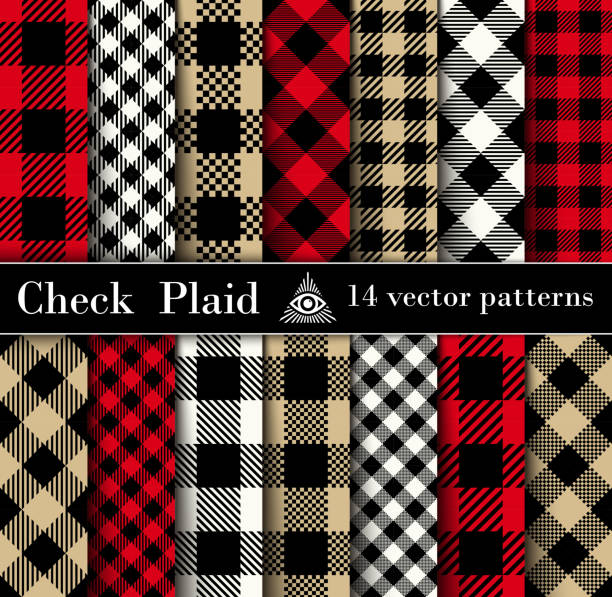 Set Check  Plaid  Seamless Patterns Backgrounds Set Check  Plaid  Seamless Patterns Backgrounds. Black,  Red,  Camel Beige and  White    Flannel  Shirt Tartan Patterns. Christmas Trendy Tiles Vector Illustration for Wallpapers. buffalo check stock illustrations