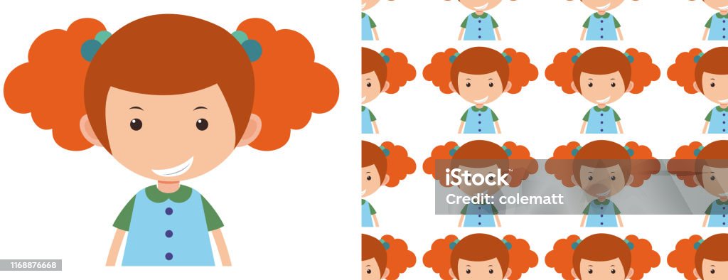 Children Simple Character A Seamless Pattern On White Of Simple Kid Characters Stock Illustration ...