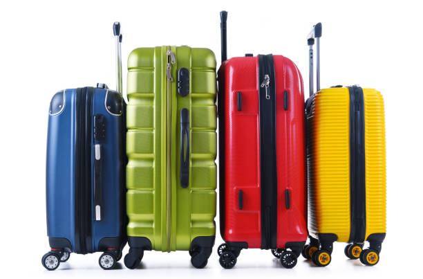 istock Travel suitcases isolated on white background 1168877559
