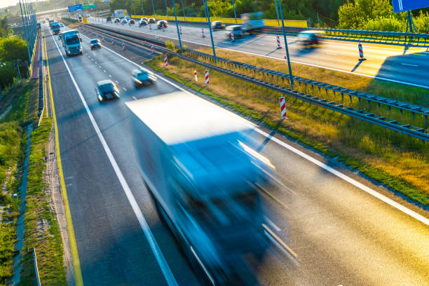 istock Trucks on four lane controlled-access highway in Poland 1168877567