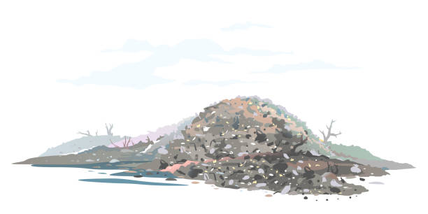 Garage dump concept landscape isolated vector art illustration