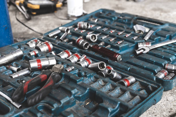 istock Tools in toolbox lying on the floor. Selective focus and shallow depth of field 1168881482