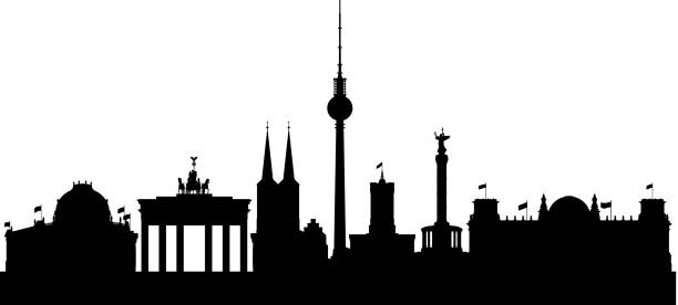 Berlin Berlin skyline. city gate stock illustrations