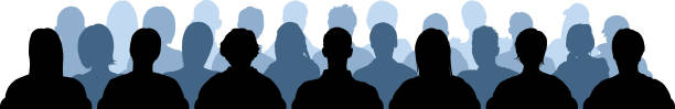 illustrazioni stock, clip art, cartoni animati e icone di tendenza di pubblico - audience silhouette crowd people