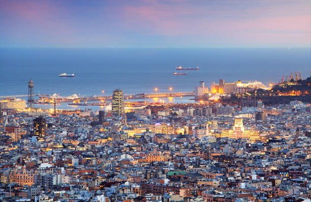 istock Barcelona and port at night 1168882802