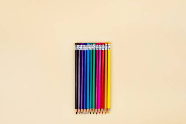 istock Colored pencils on a yellow background. 1168884138
