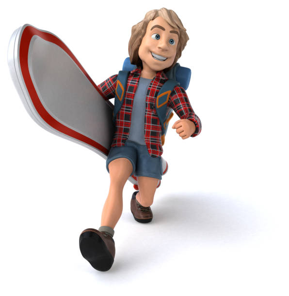 istock Man solo traveling backpacker - 3D Illustration 1168885723