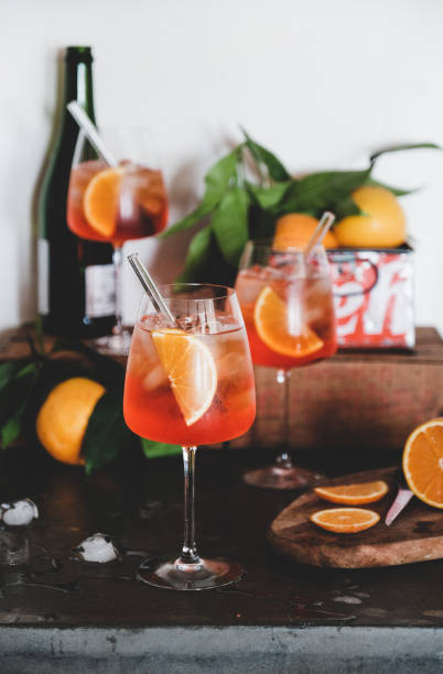 istock Spritz cocktail in glasses with oranges and ice 1168887106