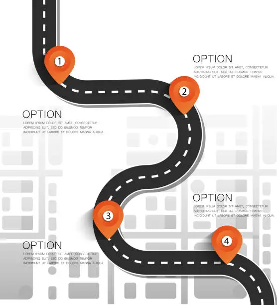 Vector illustration of Street Map with navigation icons. Navigation concept. Vector illustration road way location.