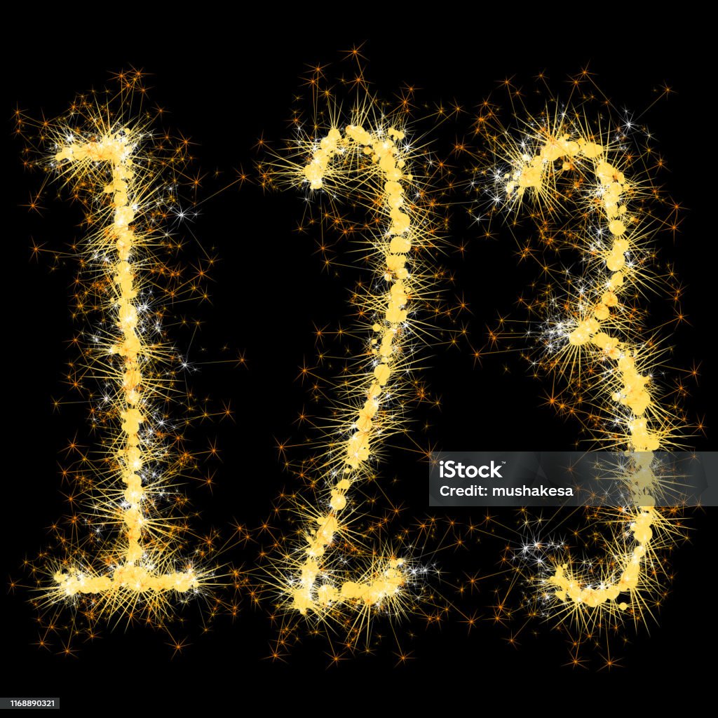 Shining Numbers Glittering Sparks Numbers Stock Illustration - Download Image Now ...