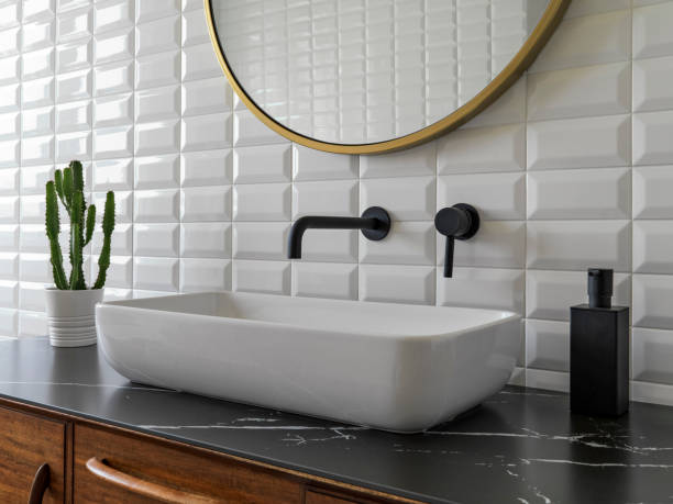 istock foreground of the counter top washbasin 1168890414
