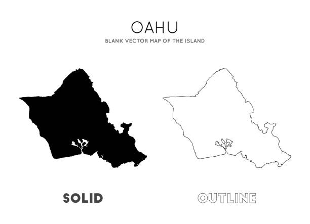 Oahu map. Oahu map. Blank vector map of the Island. Borders of Oahu for your infographic. Vector illustration. oahu stock illustrations