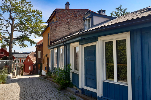 Damstredet is a cobbled street with wooden houses from the first half of the 19th century.