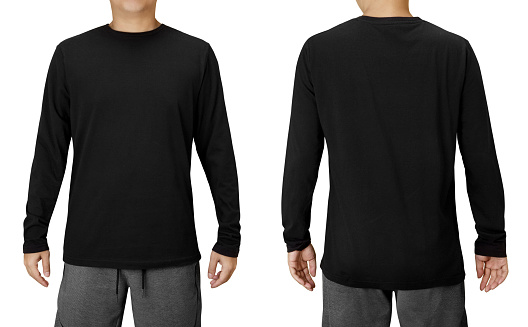 Plantilla de diseño de camisa de manga larga negra negra aislada en blanco con trayectoria de recorte photo