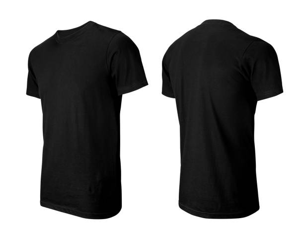 istock Black T-shirts front and perspective view isolated on white 1168895926