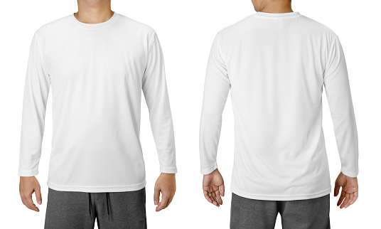 Plantilla de diseño de camisa de manga larga blanca aislada en blanco photo